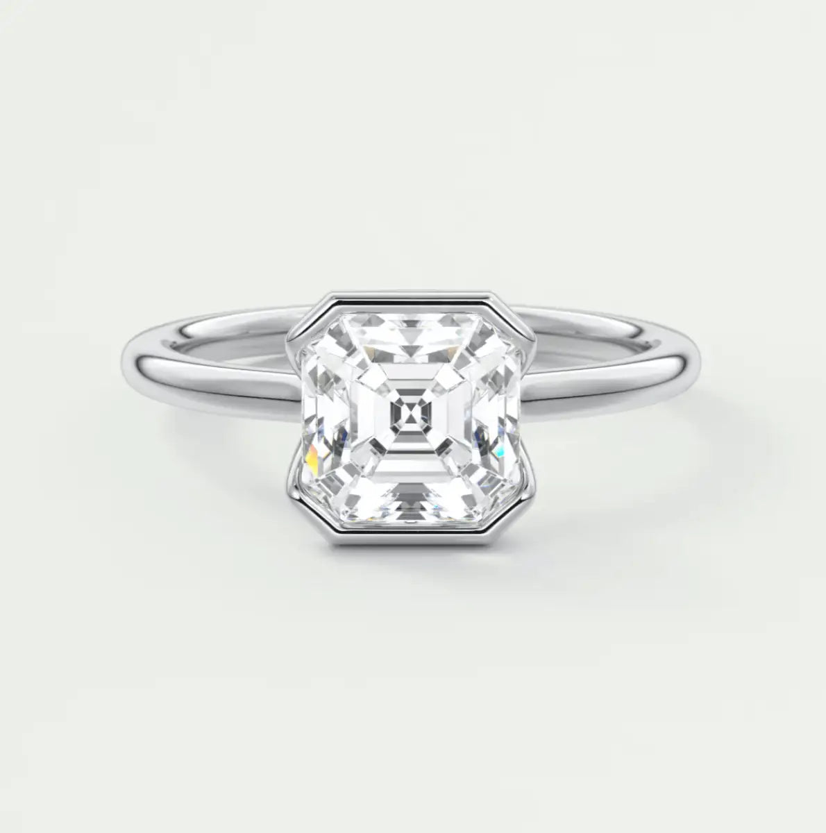 18k white gold asscher cut diamond engagement ring.