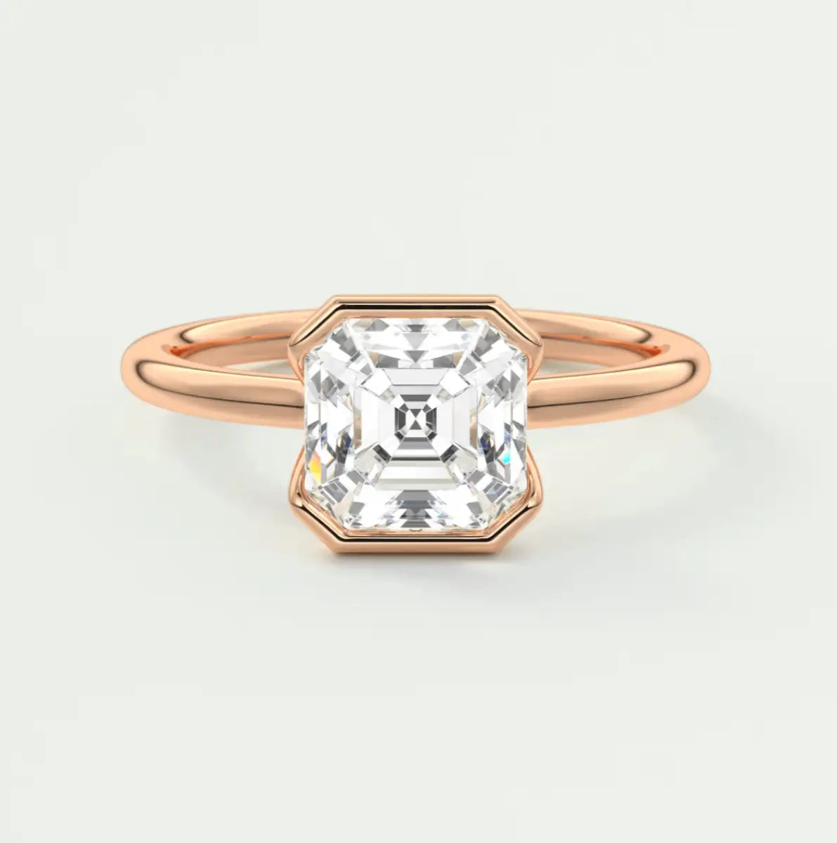 18k rose gold asscher cut diamond engagement ring.