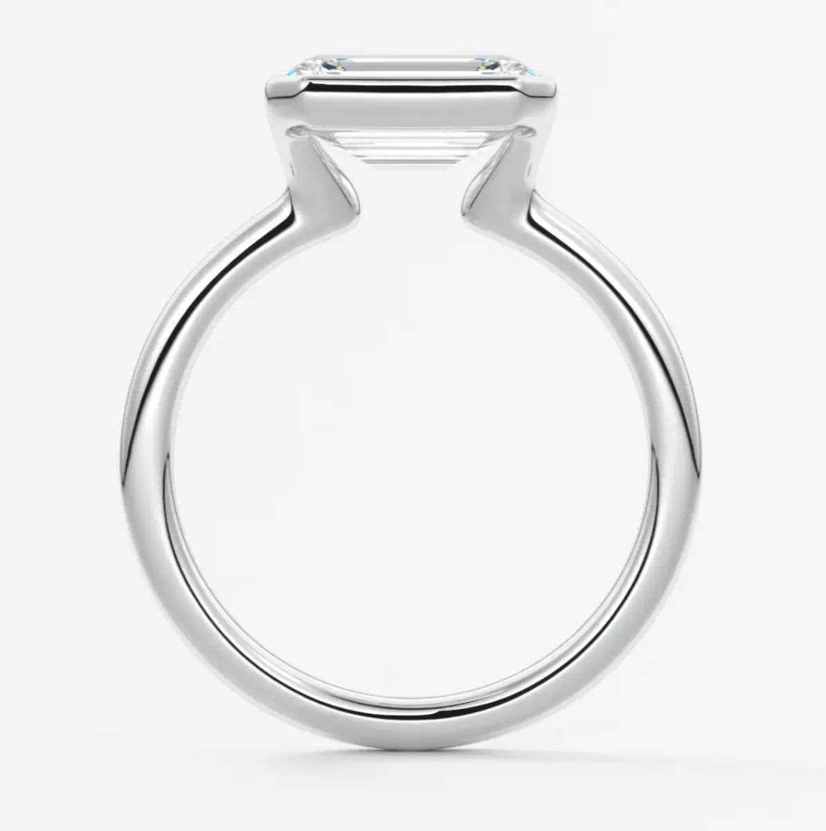 Custom made solara east-west emerald half bezel ring | lab diamond or moissanite –