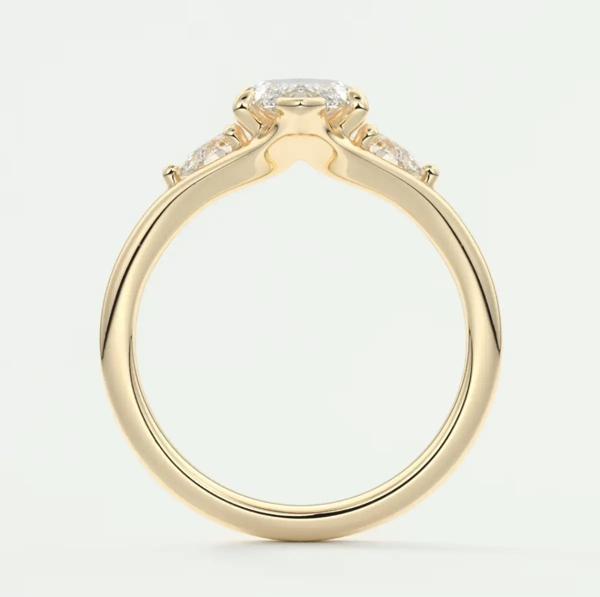 Custom made solena marquise three-stone engagement ring with split shank | diamond lab