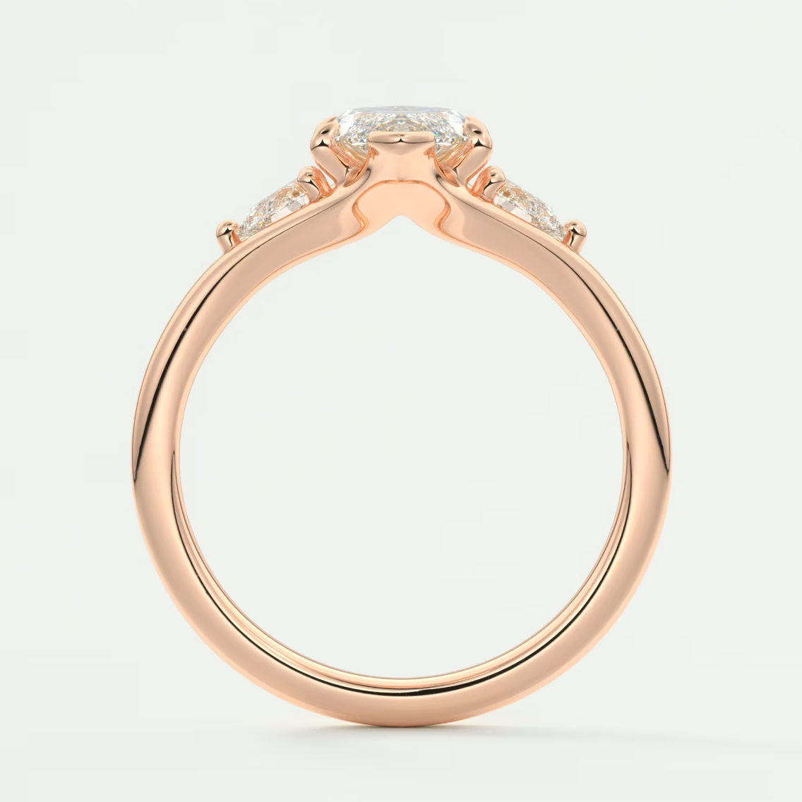 Custom made solena marquise three-stone engagement ring with split shank | diamond lab