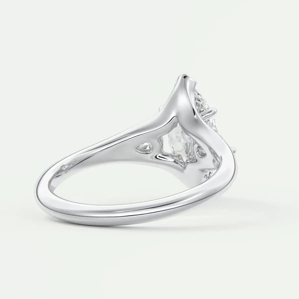 Custom made solena marquise three-stone engagement ring with split shank | diamond lab