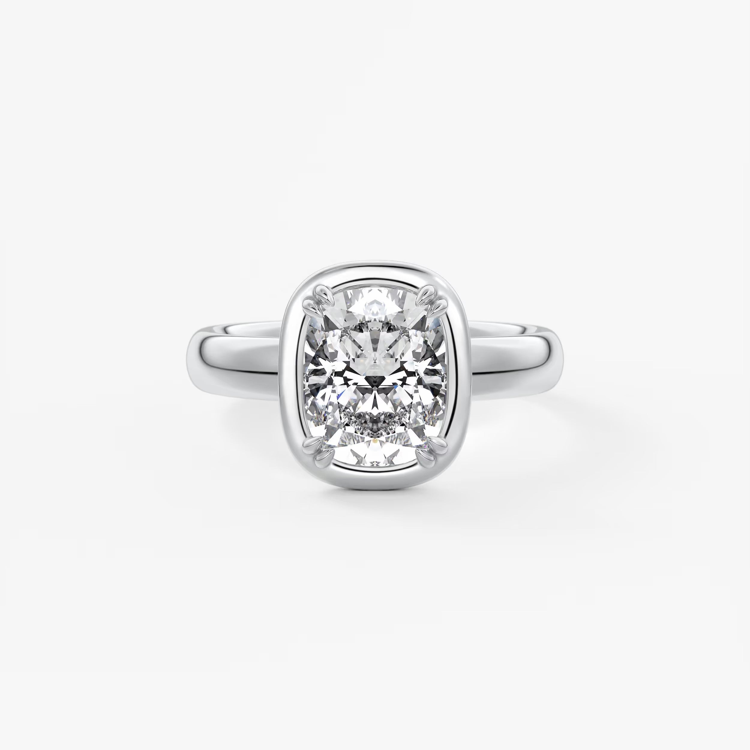 Custom made taylor grande cushion lab diamond bezel engagement ring | australia
