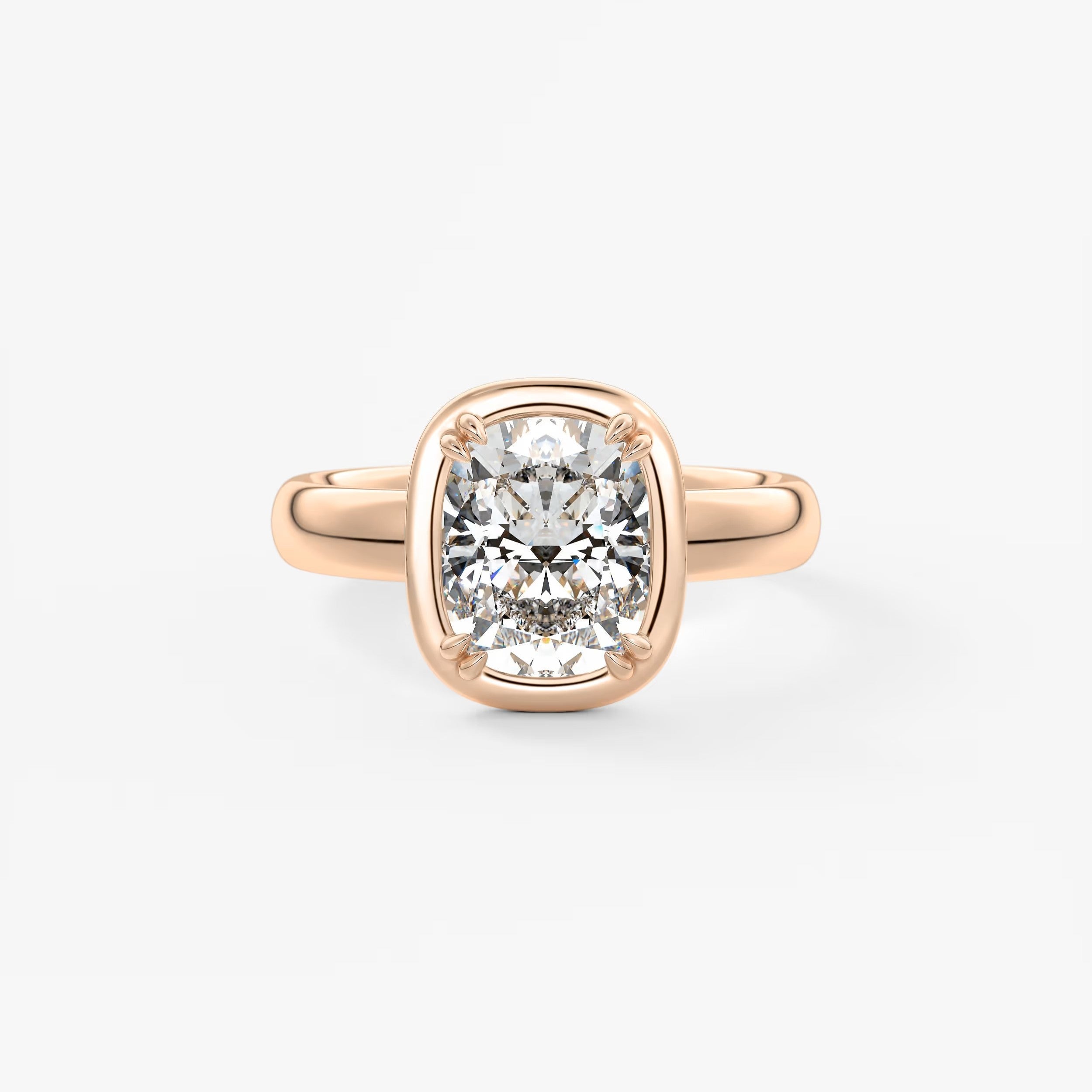 Custom made taylor grande cushion lab diamond bezel engagement ring | australia