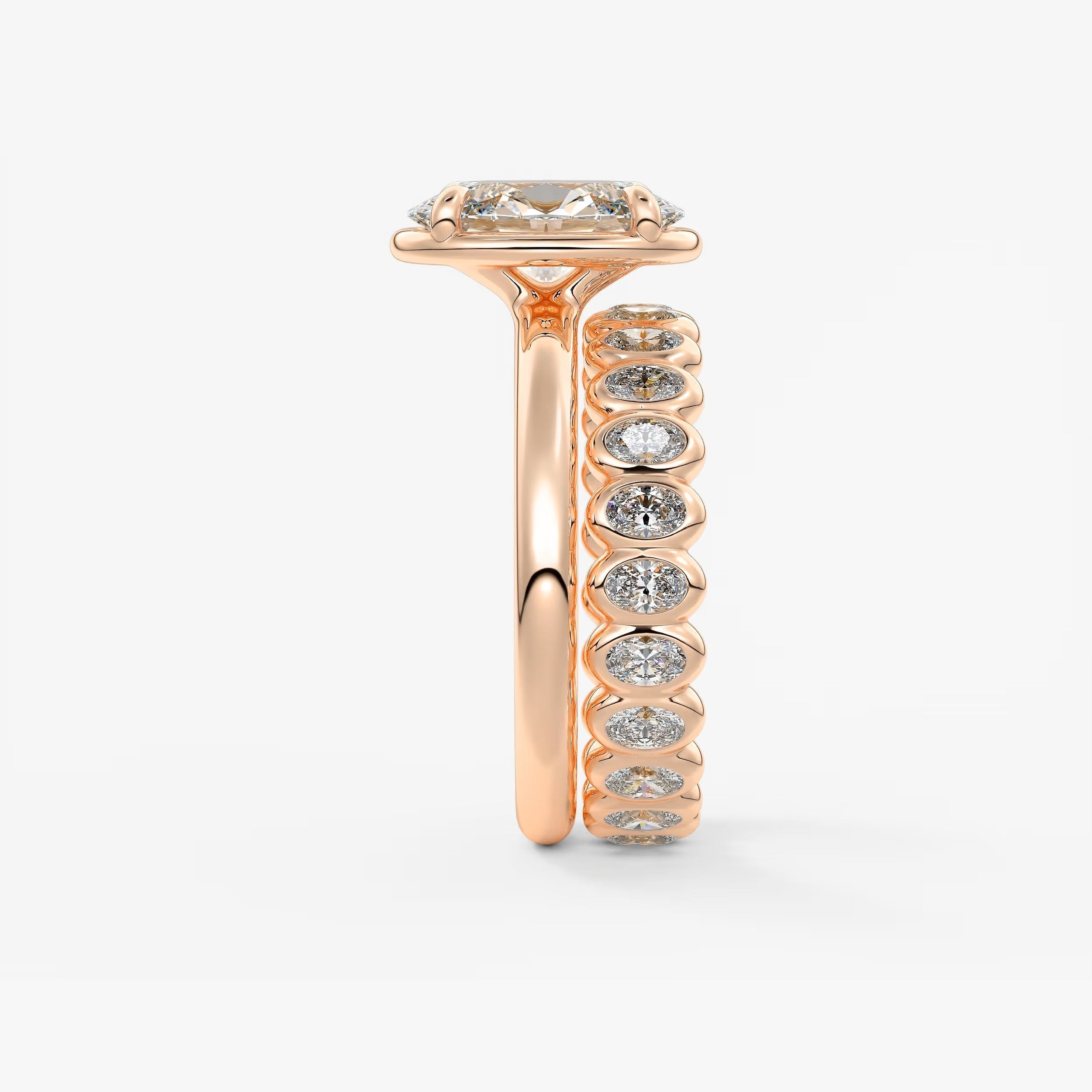 Custom made taylor oval bezel engagement ring – lab diamond or moissanite