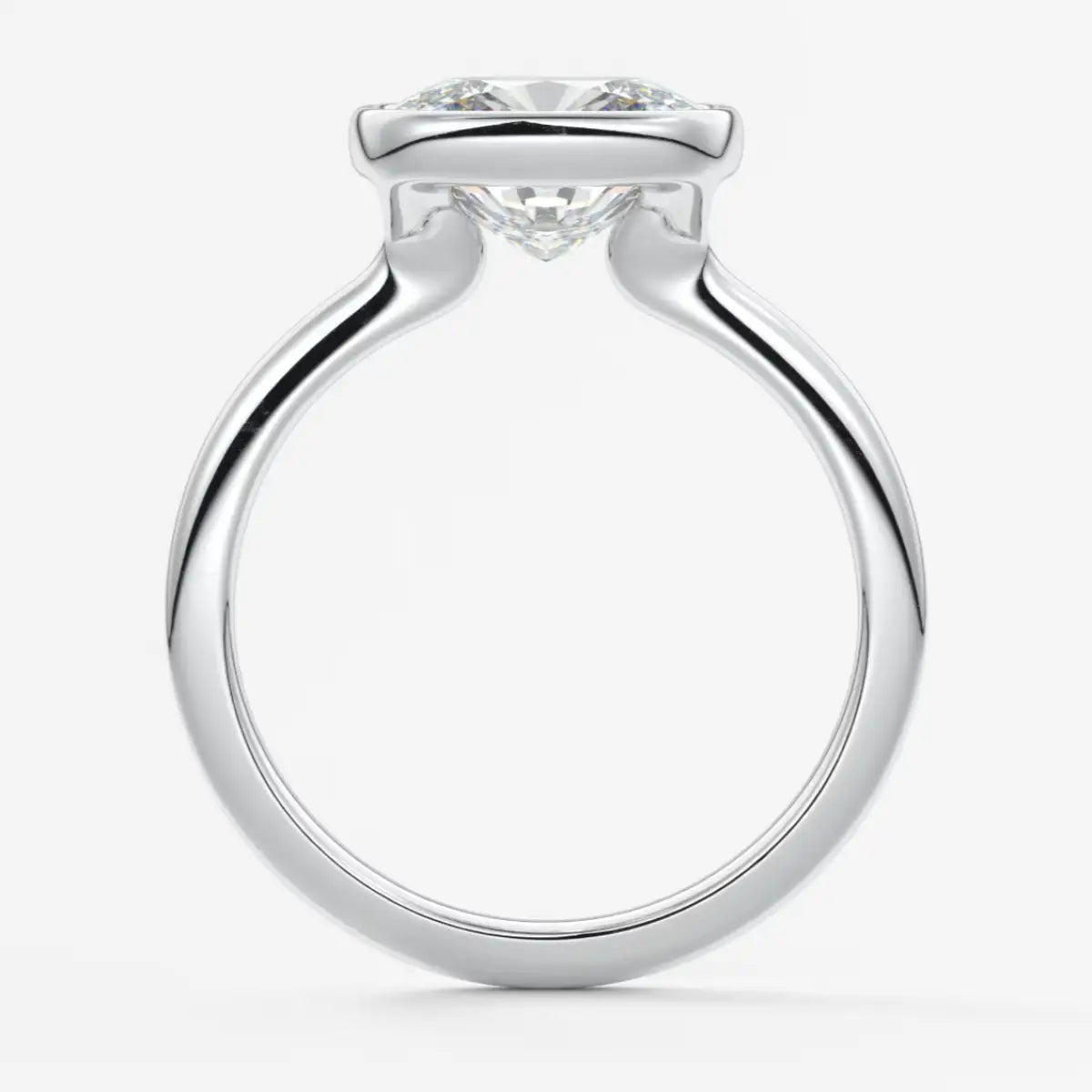 Custom made véda east-west cushion bezel engagement ring | lab diamond or moissanite –