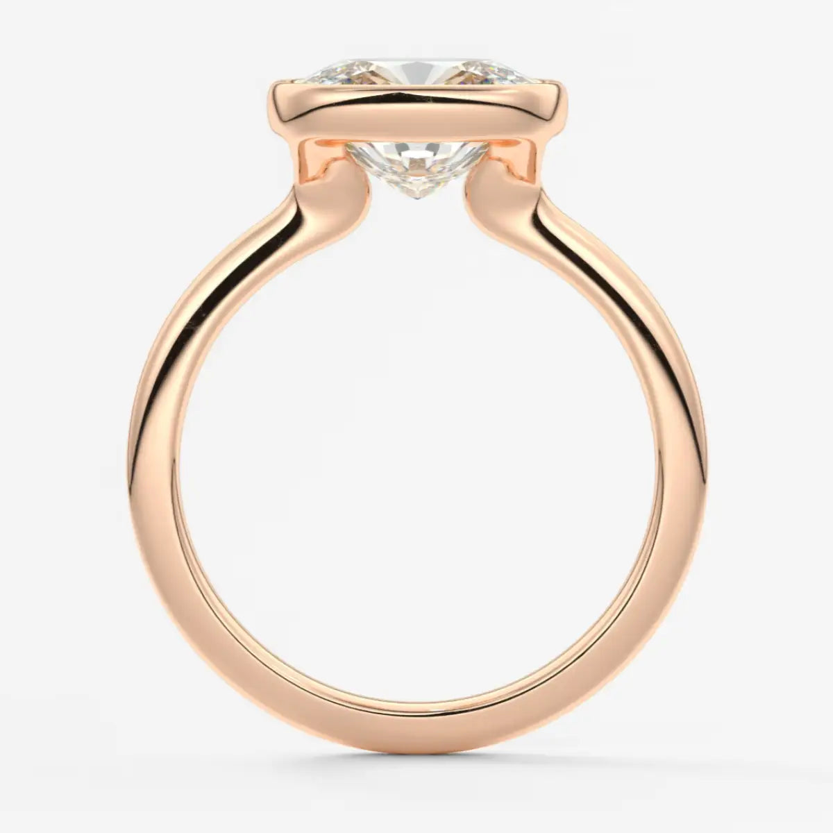 Custom made véda east-west cushion bezel engagement ring | lab diamond or moissanite –