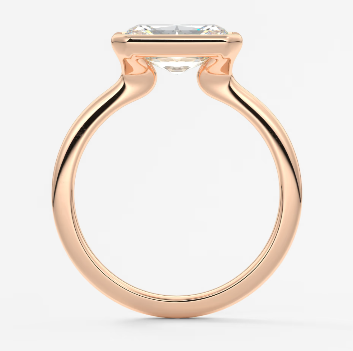 Custom made véda east-west radiant bezel engagement ring | lab diamond or moissanite –