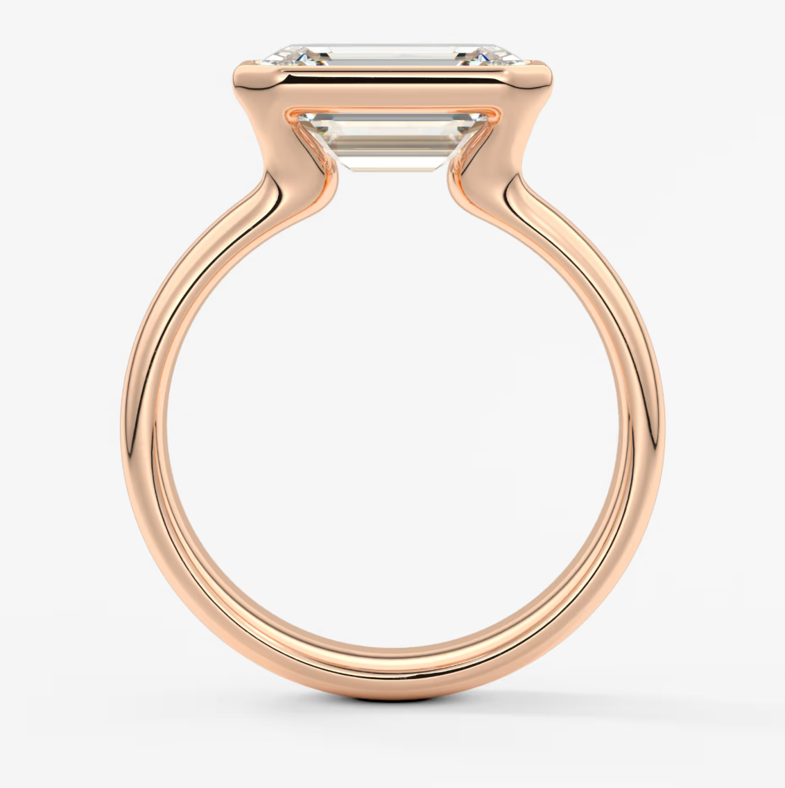 Custom made véda grande east-west emerald bezel ring | wide band | diamond lab