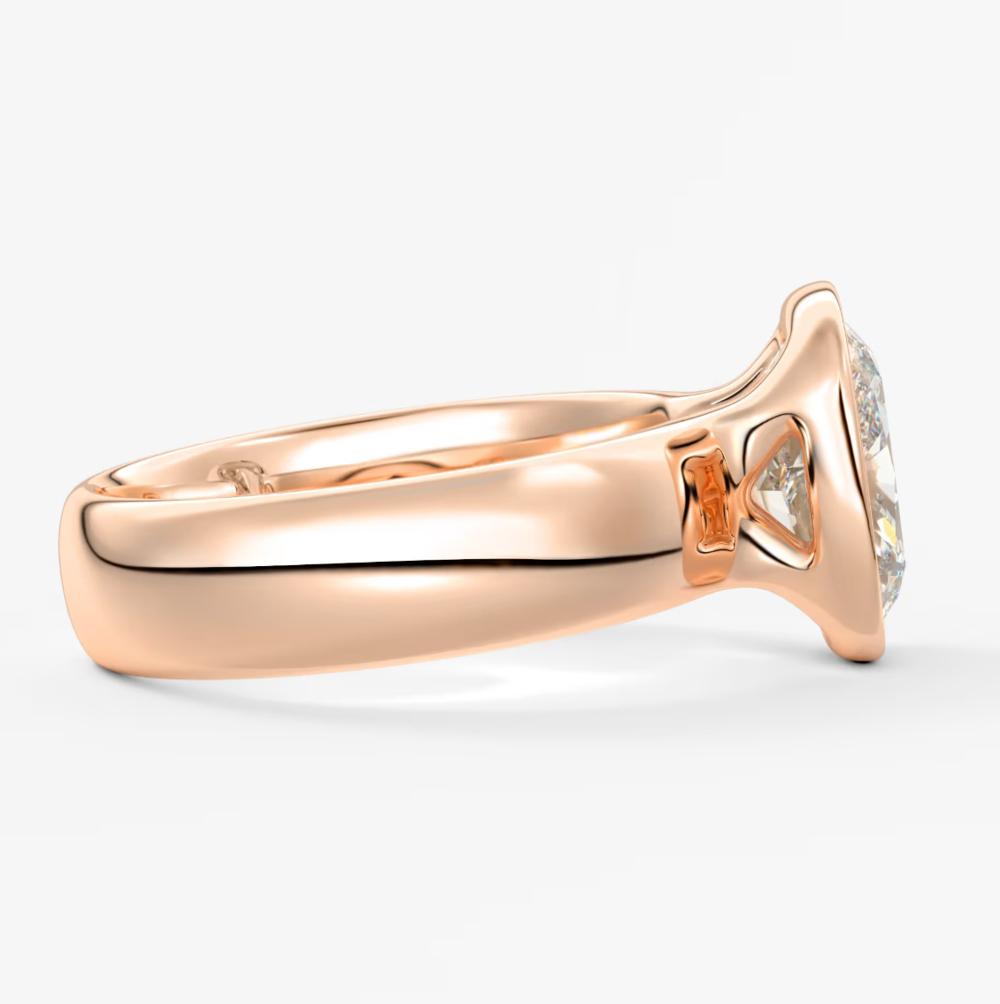 Custom made véda grande elongated cushion bezel ring | wide band | diamond lab