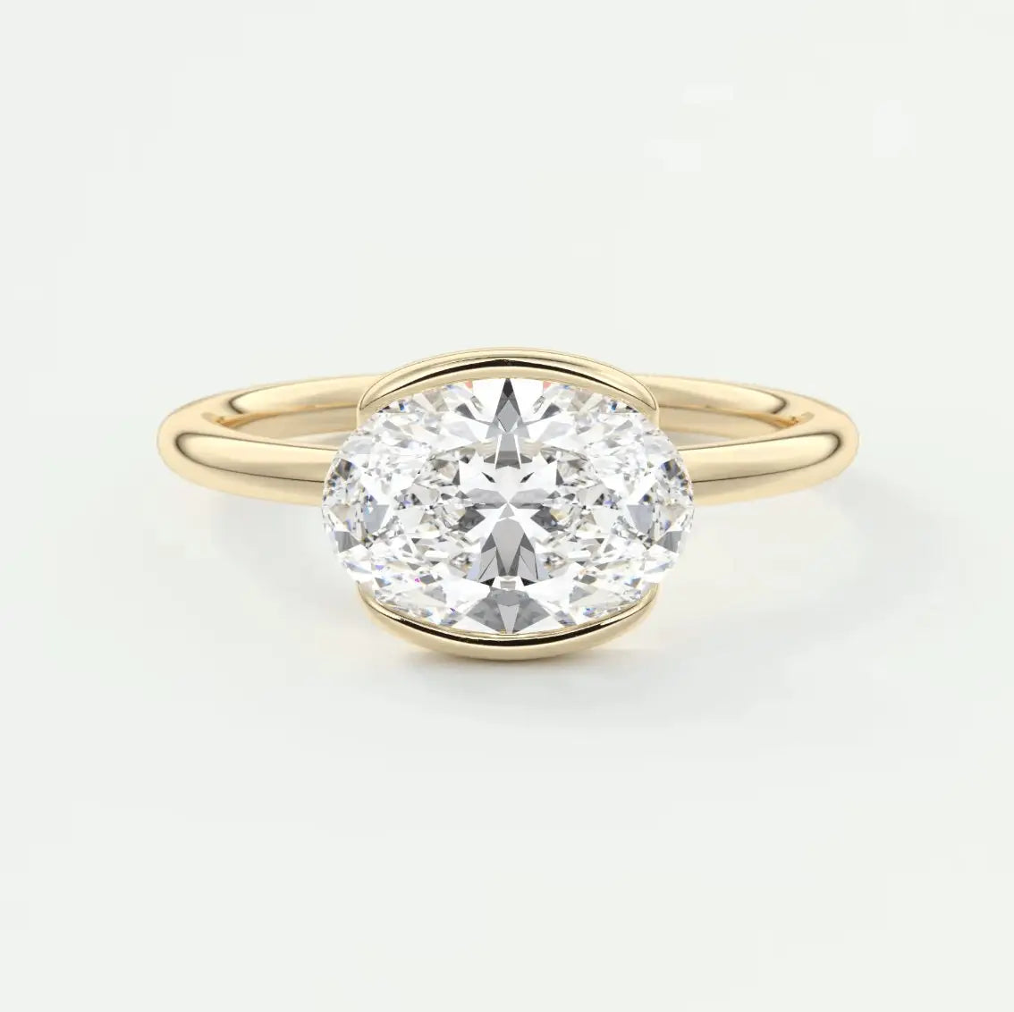 Half Bezel Oval Engagement Ring