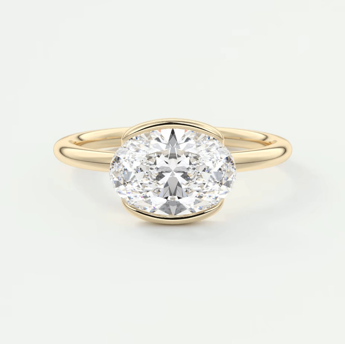 Half Bezel Oval Engagement Ring