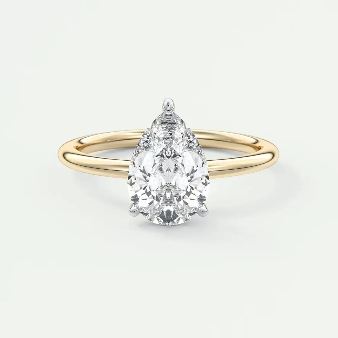 Pear Solitaire Two Tone Engagement Ring