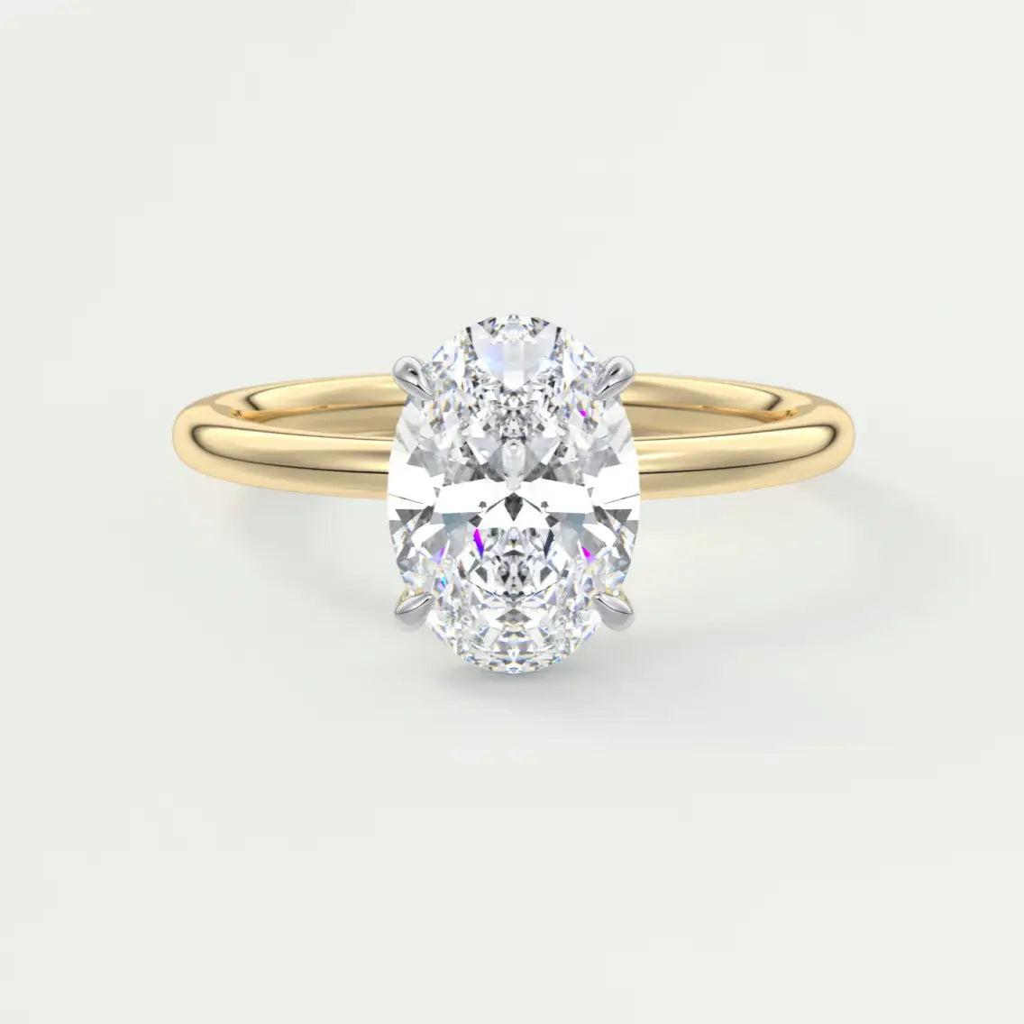 Oval Two Tone Solitaire Engagement Ring