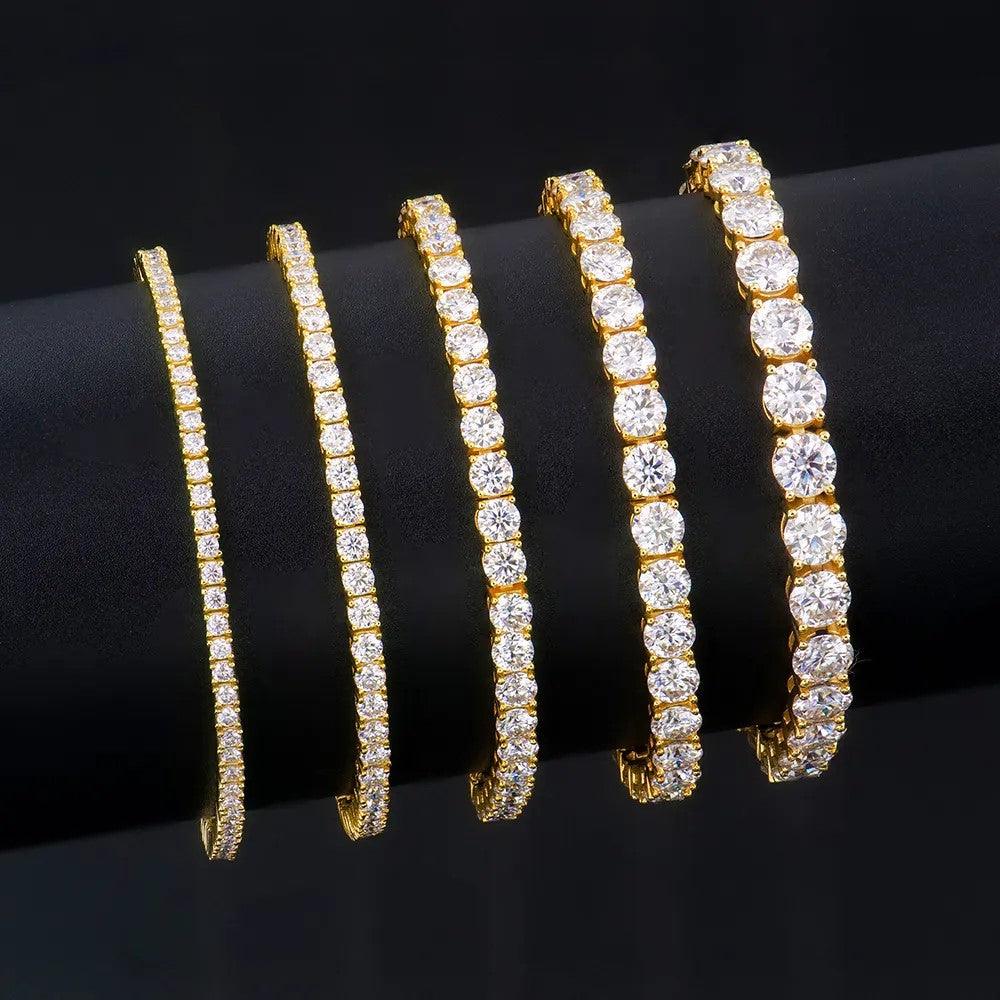 Moissanite Tennis Bracelet – 18K Yellow Gold Plated Silver