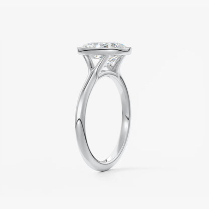 Aeris Elongated Cushion Bezel Engagement Ring – Lab Diamond or Moissanite