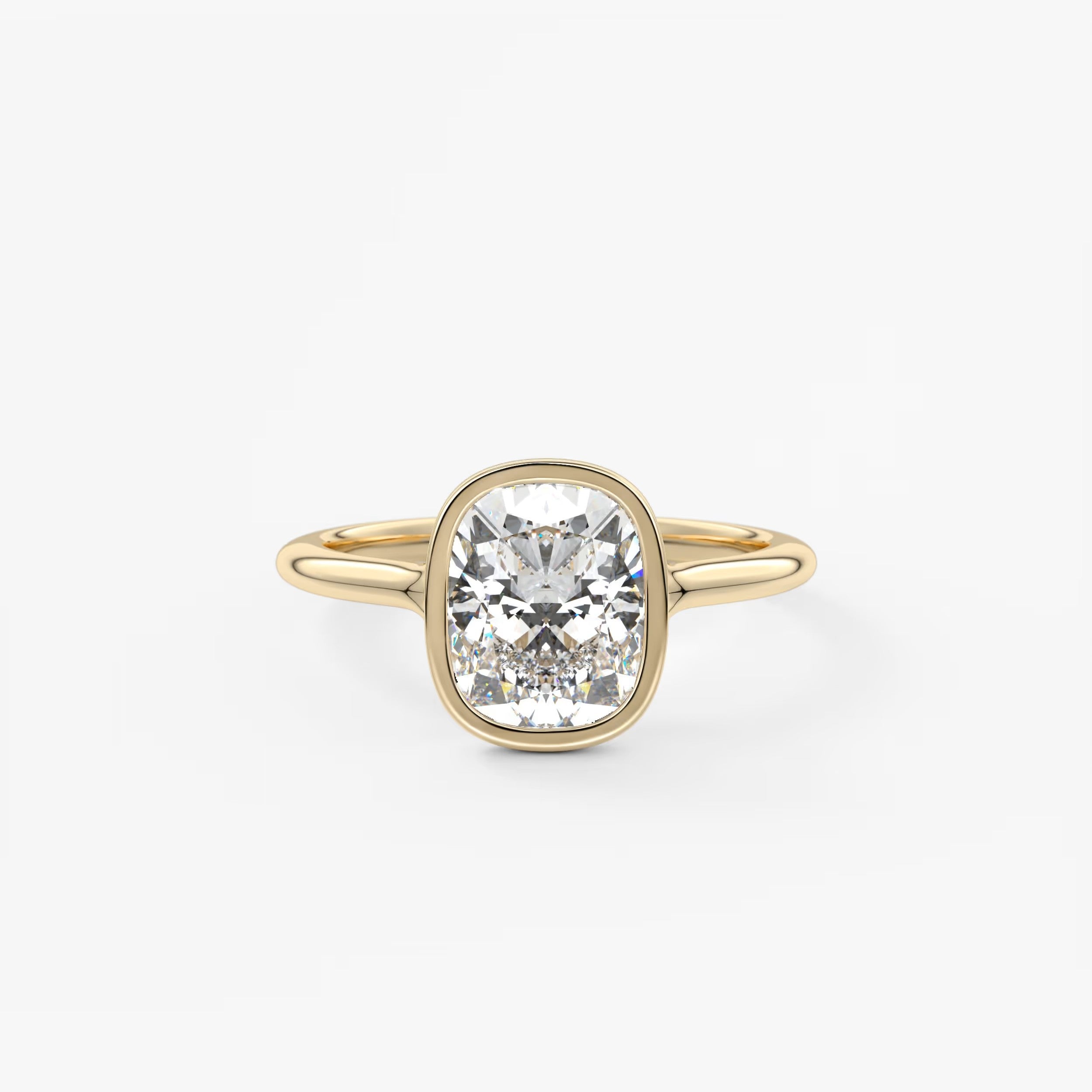 Aeris Elongated Cushion Bezel Engagement Ring – Lab Diamond or Moissanite