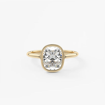 Aeris Elongated Cushion Bezel Engagement Ring – Lab Diamond or Moissanite