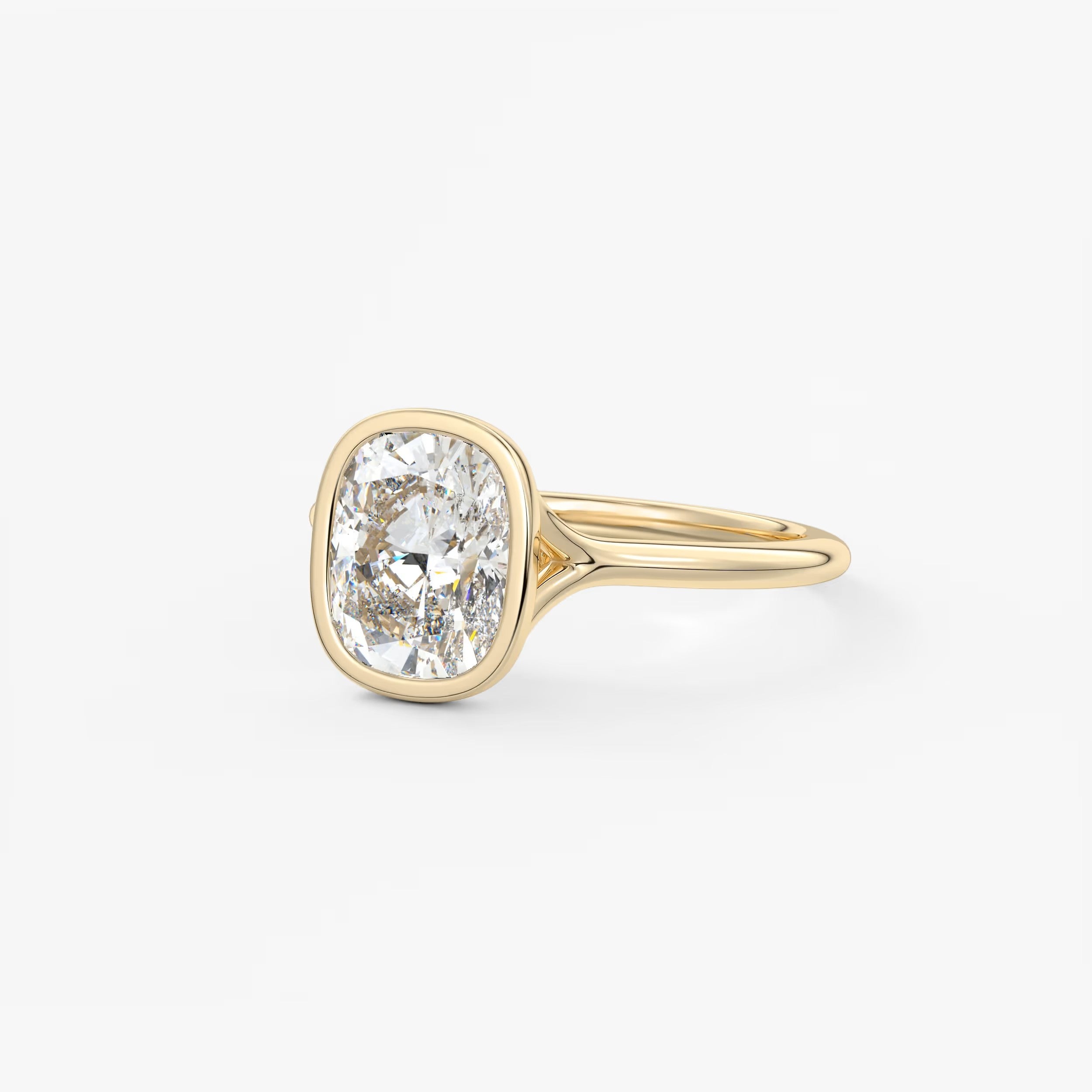 Aeris Elongated Cushion Bezel Engagement Ring – Lab Diamond or Moissanite