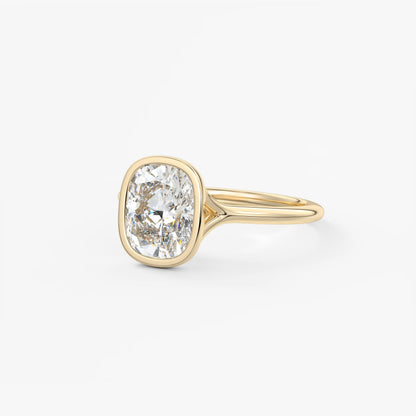 Aeris Elongated Cushion Bezel Engagement Ring – Lab Diamond or Moissanite