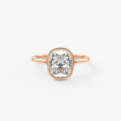 Aeris Elongated Cushion Bezel Engagement Ring – Lab Diamond or Moissanite
