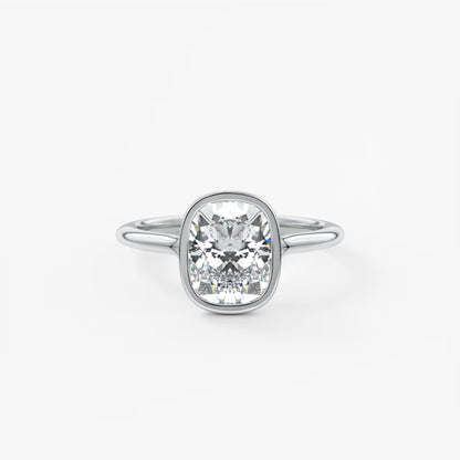 Aeris Elongated Cushion Bezel Engagement Ring – Lab Diamond or Moissanite