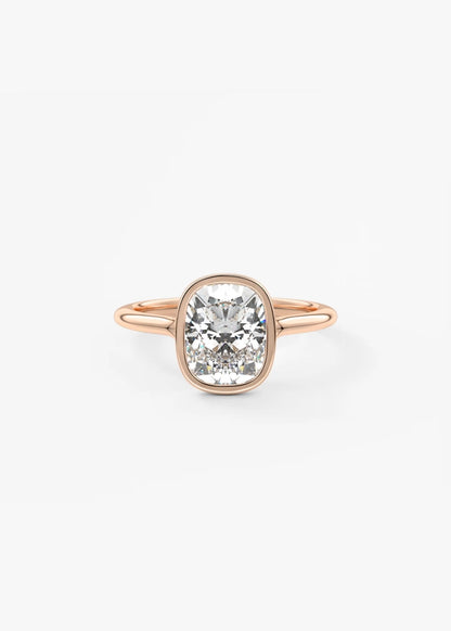 Aeris Elongated Cushion Bezel Engagement Ring – Lab Diamond or Moissanite