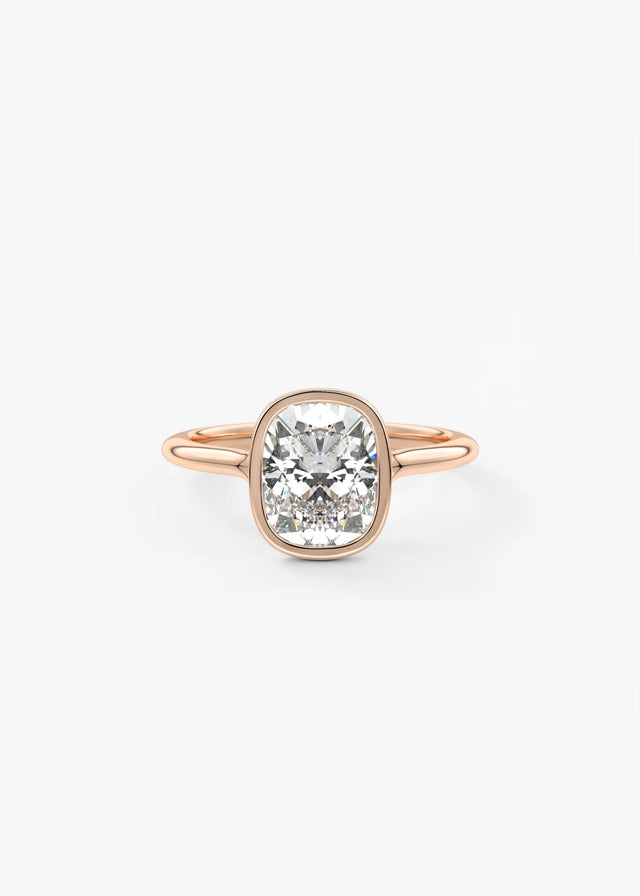 Aeris Elongated Cushion Bezel Engagement Ring – Lab Diamond or Moissanite