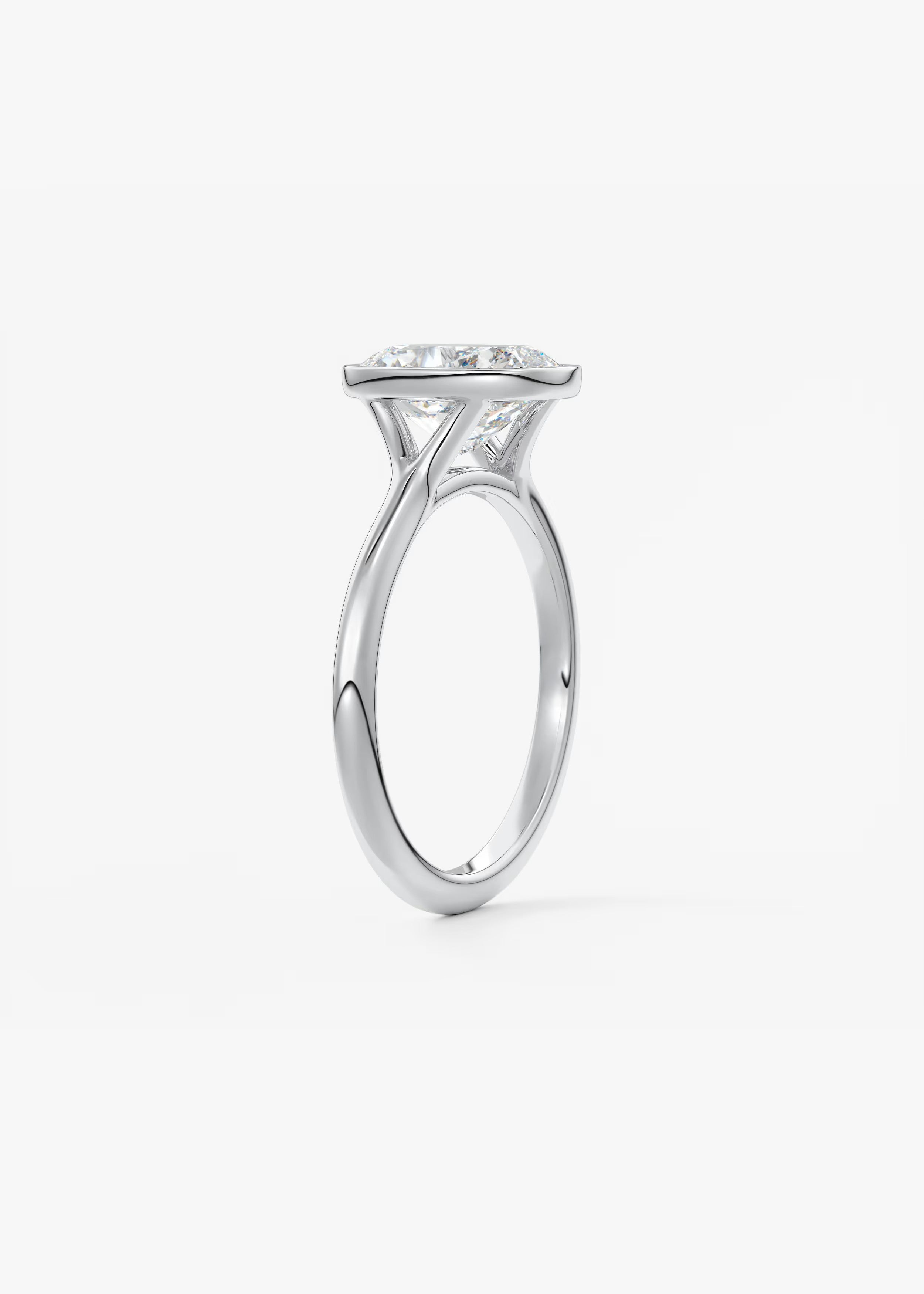 Aeris Elongated Cushion Bezel Engagement Ring – Lab Diamond or Moissanite