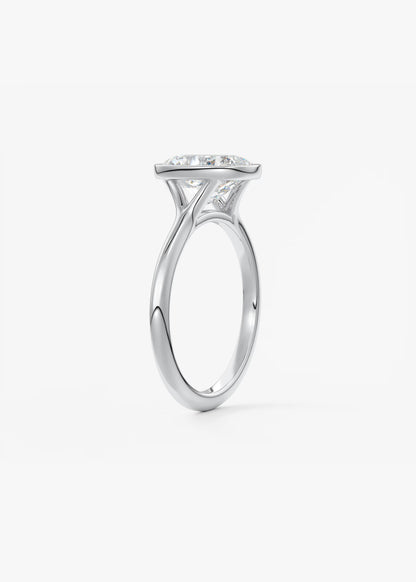 Aeris Elongated Cushion Bezel Engagement Ring – Lab Diamond or Moissanite