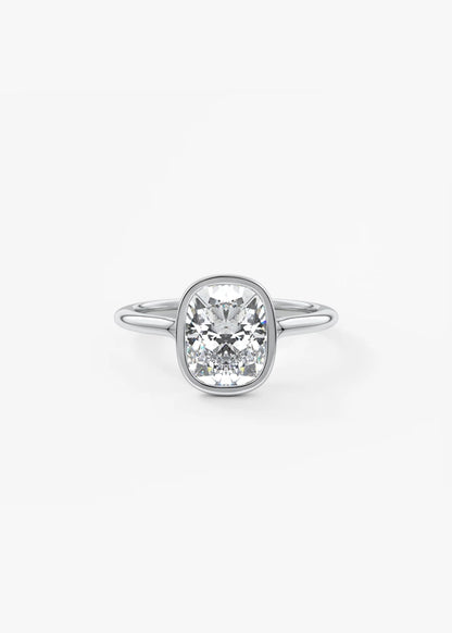Aeris Elongated Cushion Bezel Engagement Ring – Lab Diamond or Moissanite
