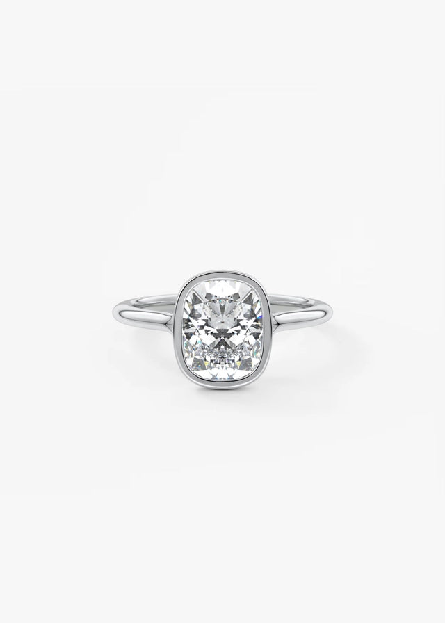 Aeris Elongated Cushion Bezel Engagement Ring – Lab Diamond or Moissanite