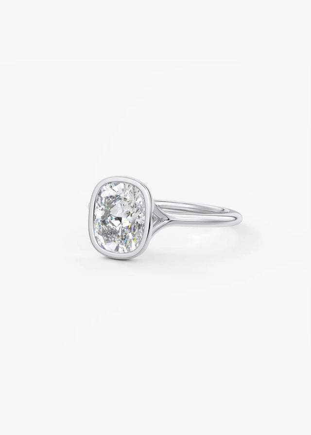 Aeris Elongated Cushion Bezel Engagement Ring – Lab Diamond or Moissanite