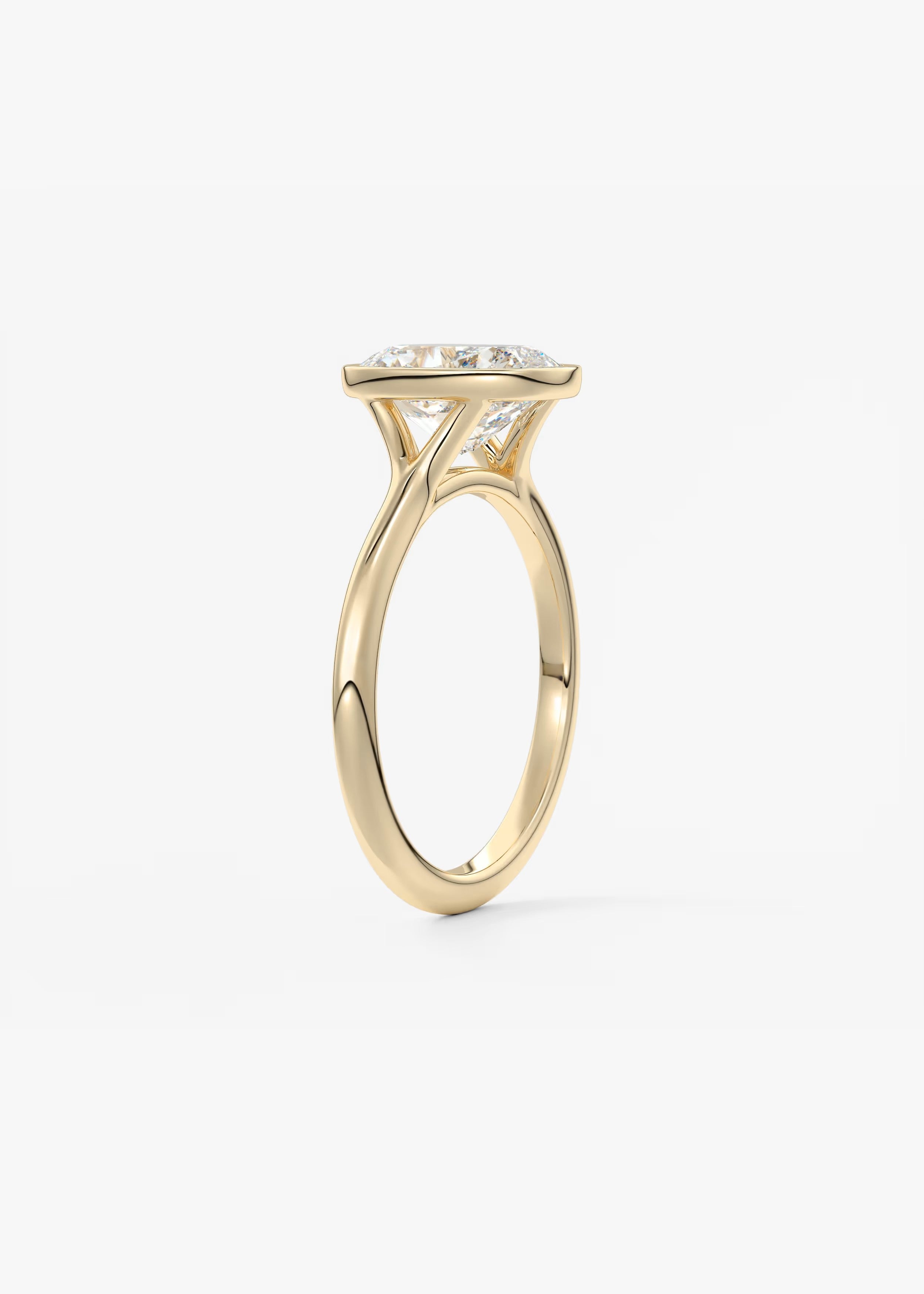 Aeris Elongated Cushion Bezel Engagement Ring – Lab Diamond or Moissanite