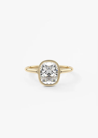 Aeris Elongated Cushion Bezel Engagement Ring – Lab Diamond or Moissanite