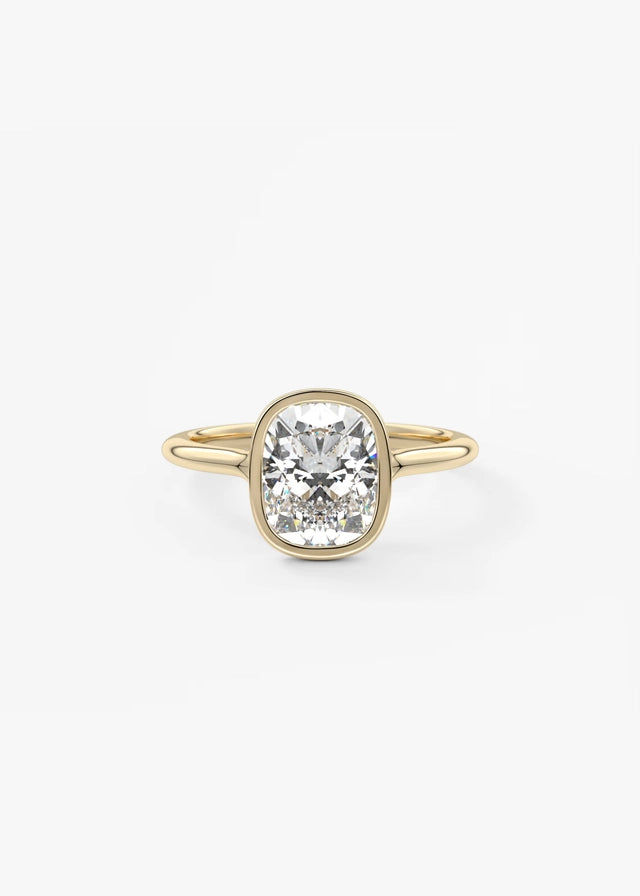 Aeris Elongated Cushion Bezel Engagement Ring – Lab Diamond or Moissanite