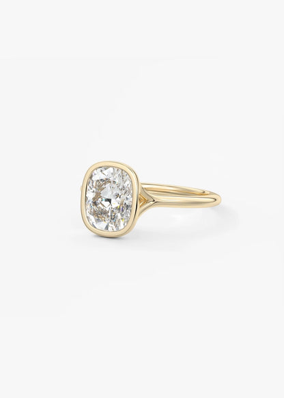 Aeris Elongated Cushion Bezel Engagement Ring – Lab Diamond or Moissanite