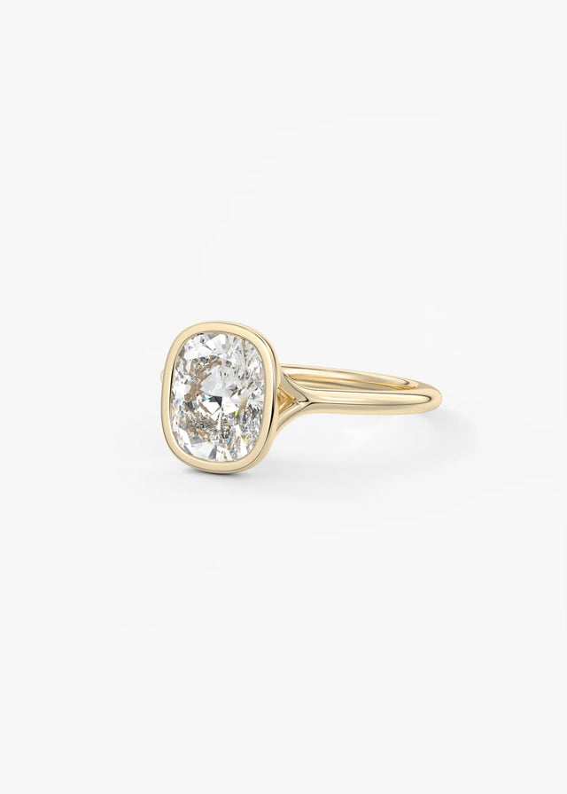 Aeris Elongated Cushion Bezel Engagement Ring – Lab Diamond or Moissanite