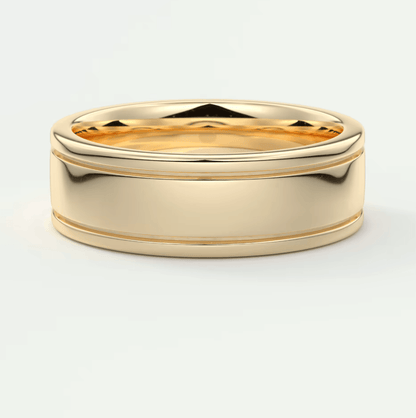 Alaric 6mm Dual-Line Wedding Band – 18K Gold or Platinum