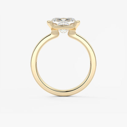 Alosta Elongated Cushion East-West Half Bezel Engagement Ring – Lab Diamond or Moissanite