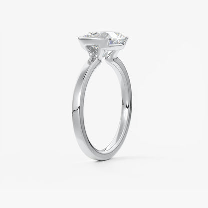 Alosta Elongated Cushion East-West Half Bezel Engagement Ring – Lab Diamond or Moissanite