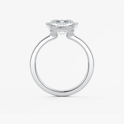 Alosta Elongated Cushion East-West Half Bezel Engagement Ring – Lab Diamond or Moissanite
