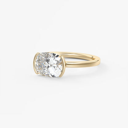 Alosta Elongated Cushion East-West Half Bezel Engagement Ring – Lab Diamond or Moissanite