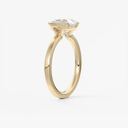 Alosta Elongated Cushion East-West Half Bezel Engagement Ring – Lab Diamond or Moissanite