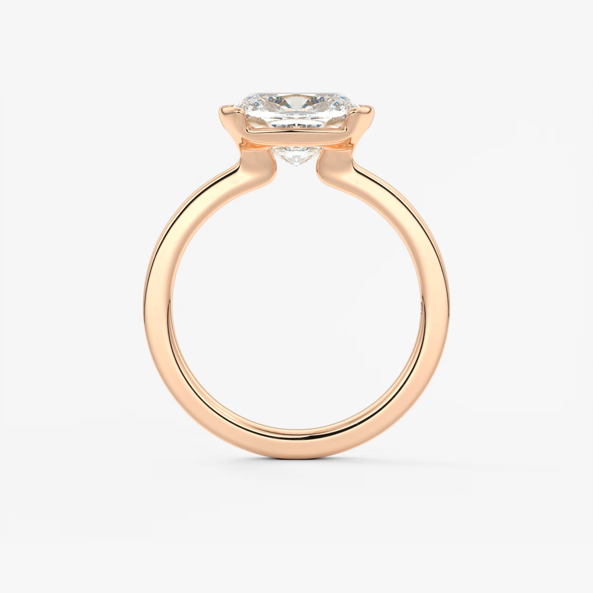 Alosta Elongated Cushion East-West Half Bezel Engagement Ring – Lab Diamond or Moissanite