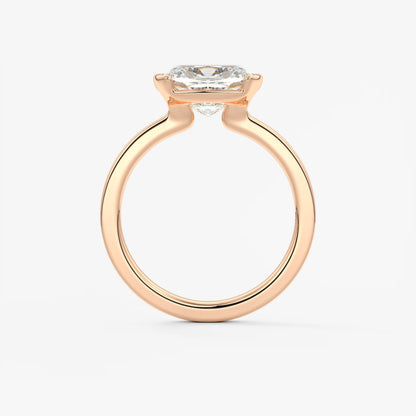Alosta Elongated Cushion East-West Half Bezel Engagement Ring – Lab Diamond or Moissanite