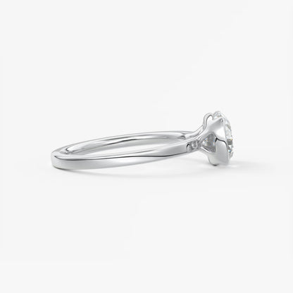 Alosta Elongated Cushion East-West Half Bezel Engagement Ring – Lab Diamond or Moissanite