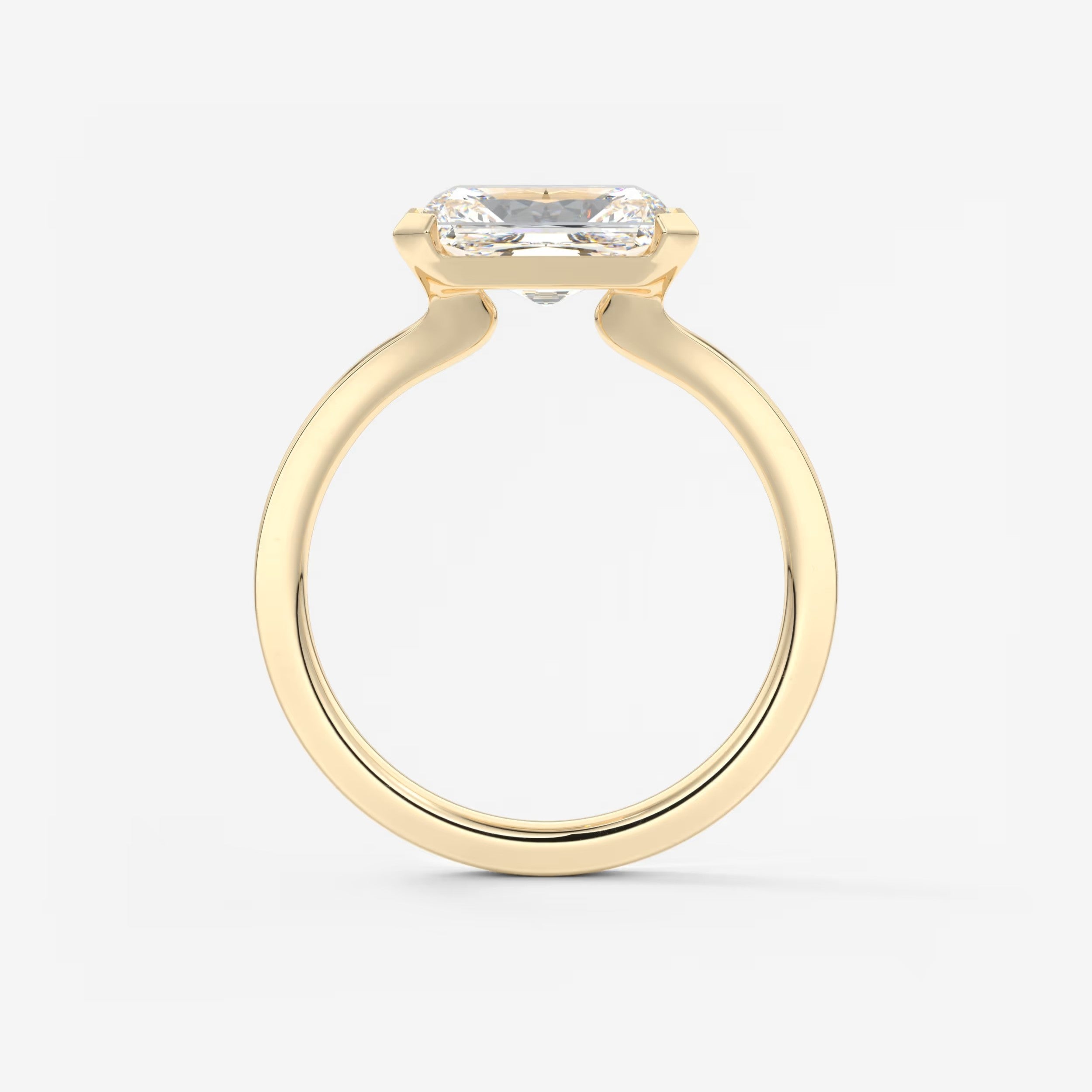 Alosta Elongated Radiant East-West Half Bezel Engagement Ring – Lab Diamond or Moissanite