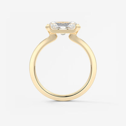 Alosta Elongated Radiant East-West Half Bezel Engagement Ring – Lab Diamond or Moissanite