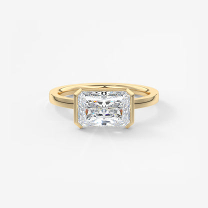 Alosta Elongated Radiant East-West Half Bezel Engagement Ring – Lab Diamond or Moissanite